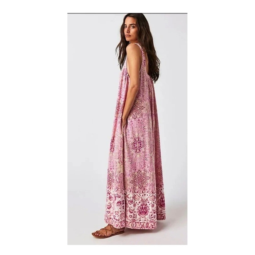 Free People Movement Hot Shot Printed Jumpsuit Pink Paisley Boho Wide Leg M - Picture 3 of 8